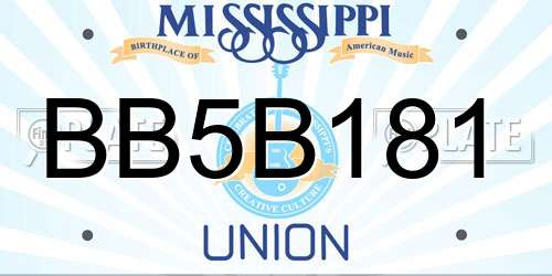 BB5B181 Mississippi License Plate