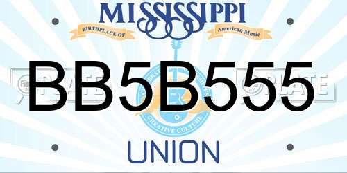 BB5B555 Mississippi License Plate