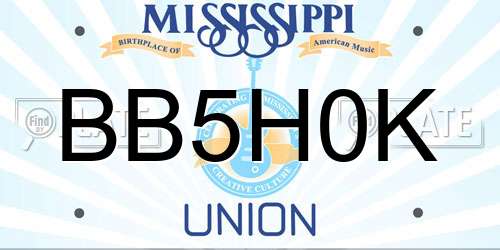 BB5H0K Mississippi License Plate