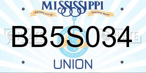 BB5S034 Mississippi License Plate