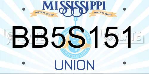 BB5S151 Mississippi License Plate