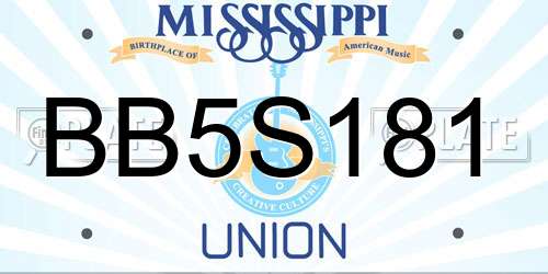 BB5S181 Mississippi License Plate