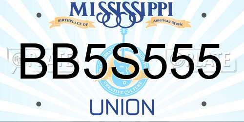 BB5S555 Mississippi License Plate