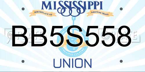 BB5S558 Mississippi License Plate