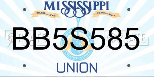 BB5S585 Mississippi License Plate