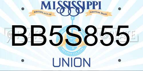 BB5S855 Mississippi License Plate