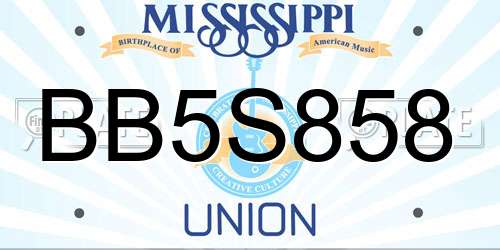 BB5S858 Mississippi License Plate