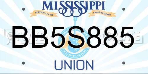 BB5S885 Mississippi License Plate