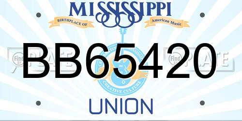 BB65420 Mississippi License Plate