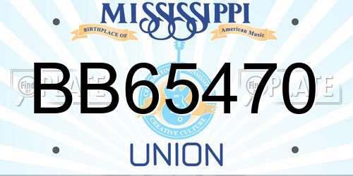 BB65470 Mississippi License Plate