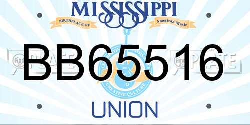 BB65516 Mississippi License Plate