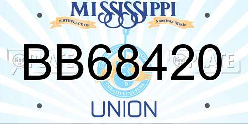 BB68420 Mississippi License Plate