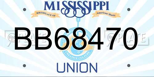 BB68470 Mississippi License Plate