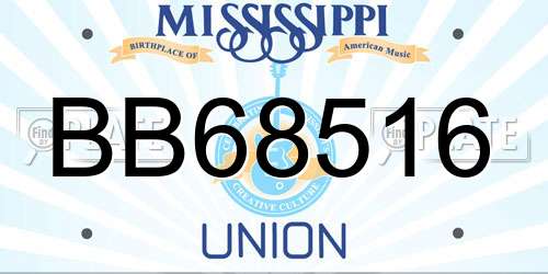 BB68516 Mississippi License Plate
