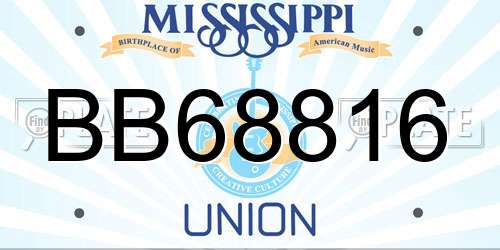 BB68816 Mississippi License Plate