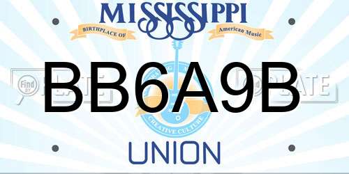 BB6A9B Mississippi License Plate