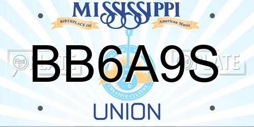 BB6A9S Mississippi License Plate