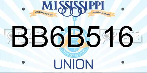 BB6B516 Mississippi License Plate
