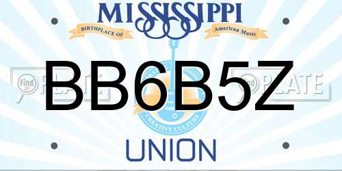 BB6B5Z Mississippi License Plate