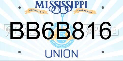 BB6B816 Mississippi License Plate