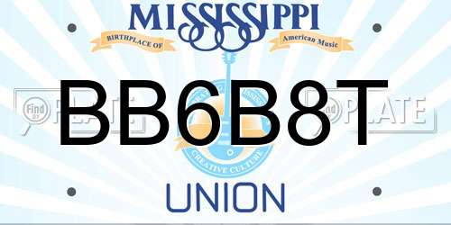 BB6B8T Mississippi License Plate