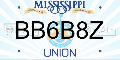 BB6B8Z Mississippi License Plate
