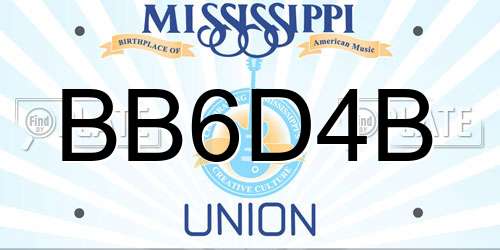BB6D4B Mississippi License Plate