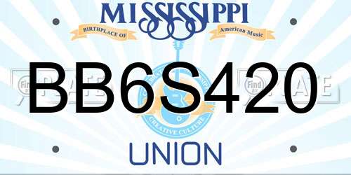 BB6S420 Mississippi License Plate
