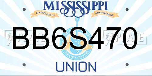 BB6S470 Mississippi License Plate