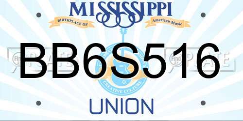 BB6S516 Mississippi License Plate