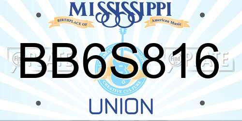BB6S816 Mississippi License Plate