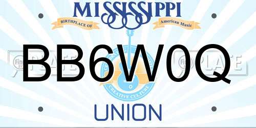BB6W0Q Mississippi License Plate