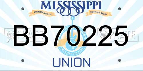 BB70225 Mississippi License Plate