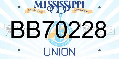 BB70228 Mississippi License Plate