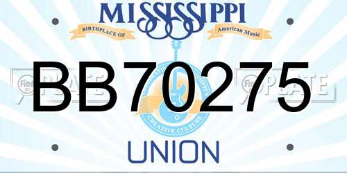 BB70275 Mississippi License Plate