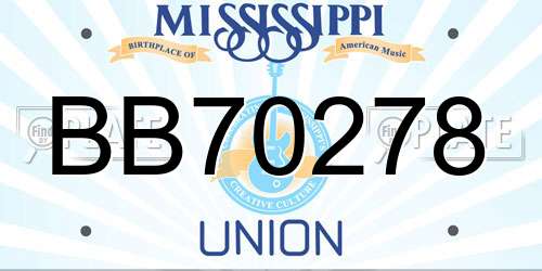 BB70278 Mississippi License Plate