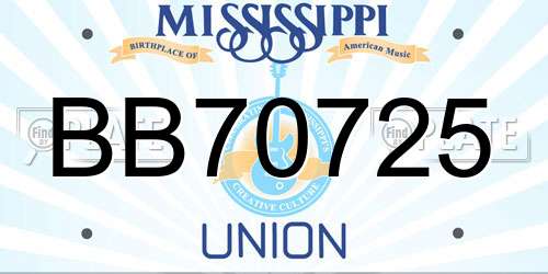 BB70725 Mississippi License Plate