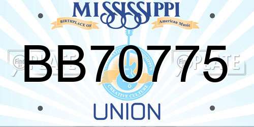BB70775 Mississippi License Plate