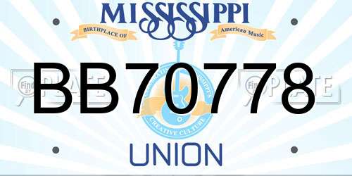 BB70778 Mississippi License Plate
