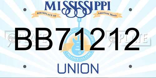 BB71212 Mississippi License Plate