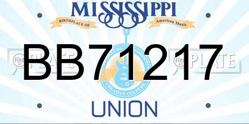 BB71217 Mississippi License Plate