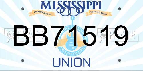 BB71519 Mississippi License Plate