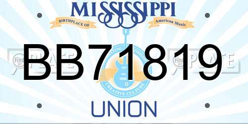 BB71819 Mississippi License Plate