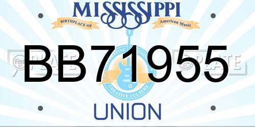 BB71955 Mississippi License Plate