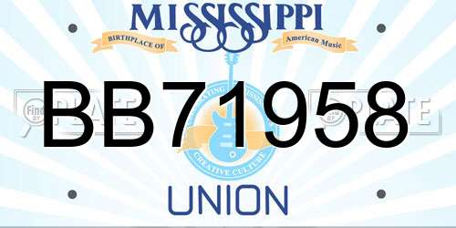 BB71958 Mississippi License Plate
