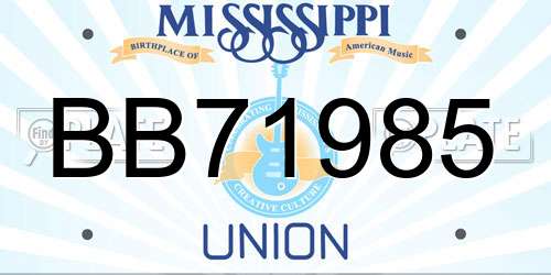 BB71985 Mississippi License Plate