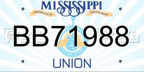 BB71988 Mississippi License Plate