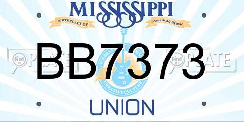 BB7373 Mississippi License Plate