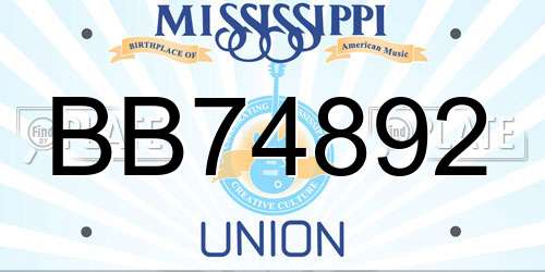 BB74892 Mississippi License Plate