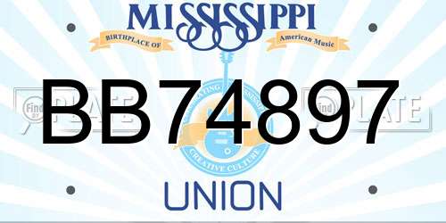 BB74897 Mississippi License Plate